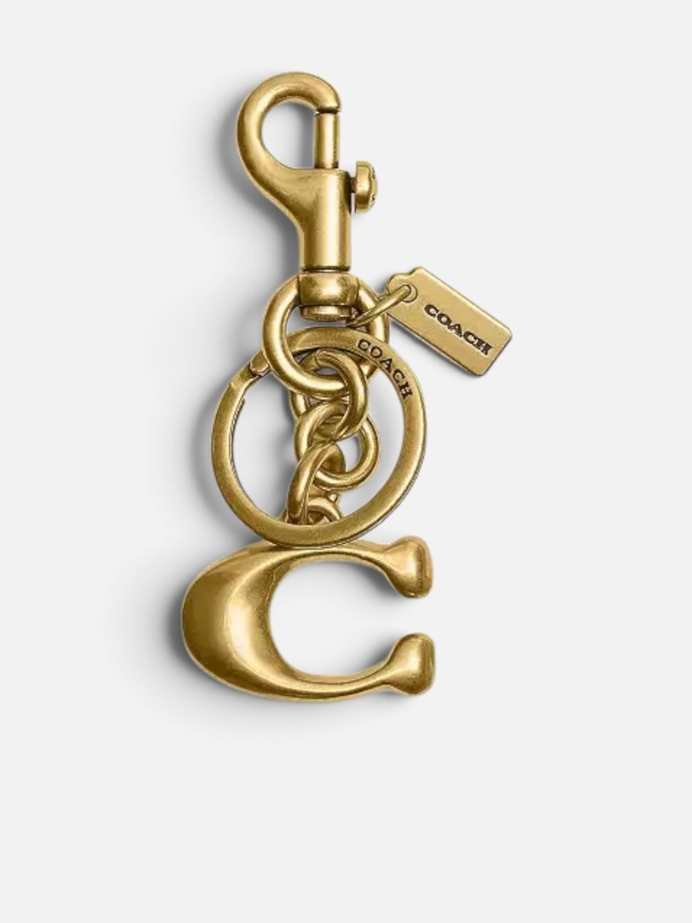 Coach NWT Gold-Tone Signature 'C' Key Ring Charm